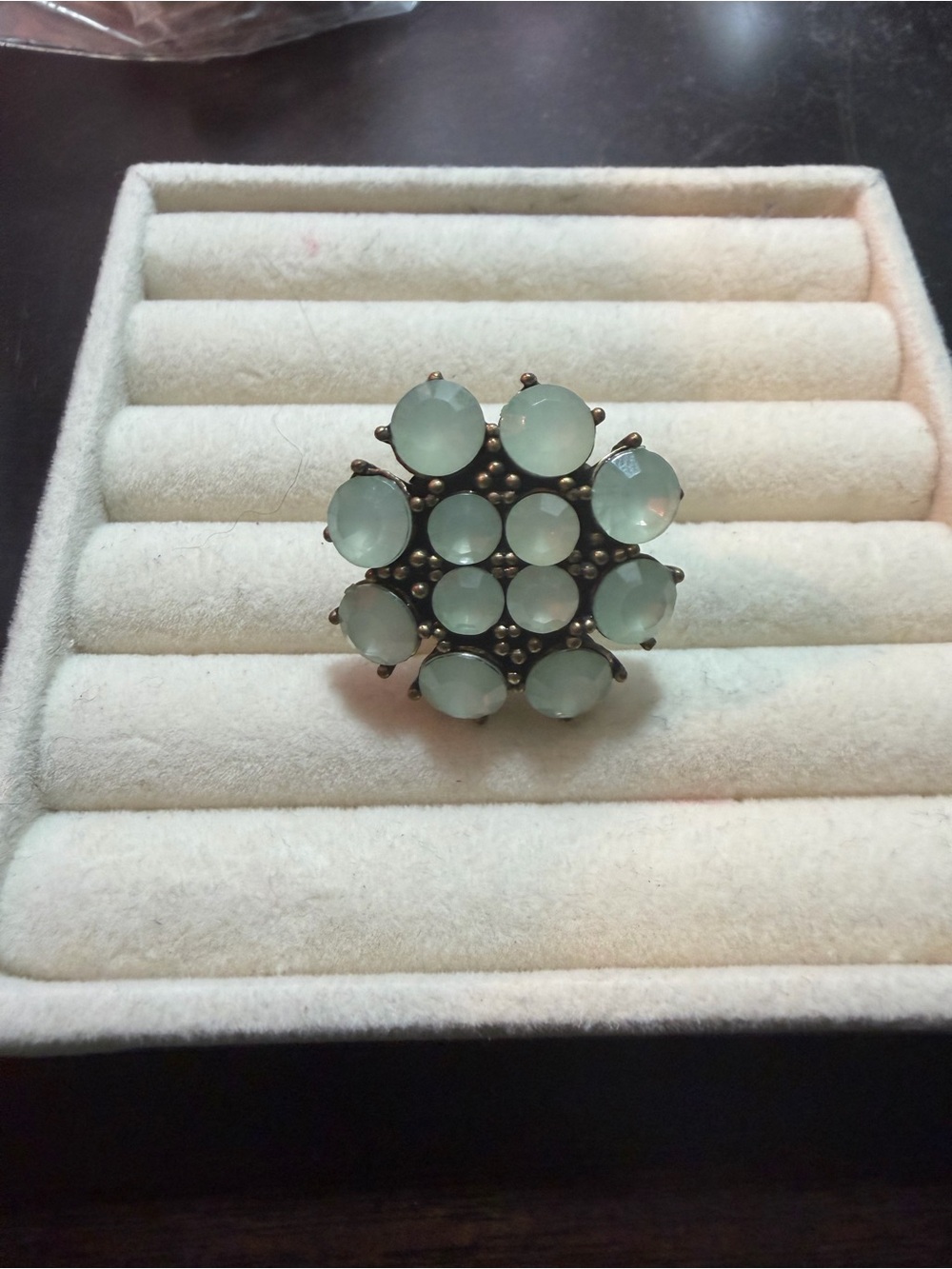Vintage-Inspired Mint Green Cluster Statement Ring